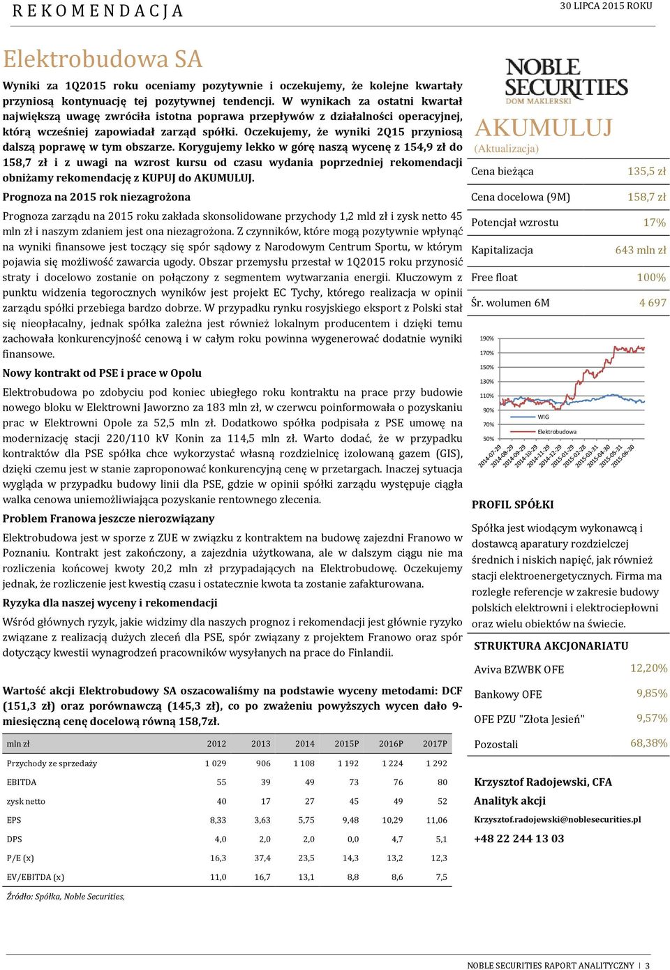 Oczekujemy, że wyniki 2Q15 przyniosą dalszą poprawę w tym obszarze.