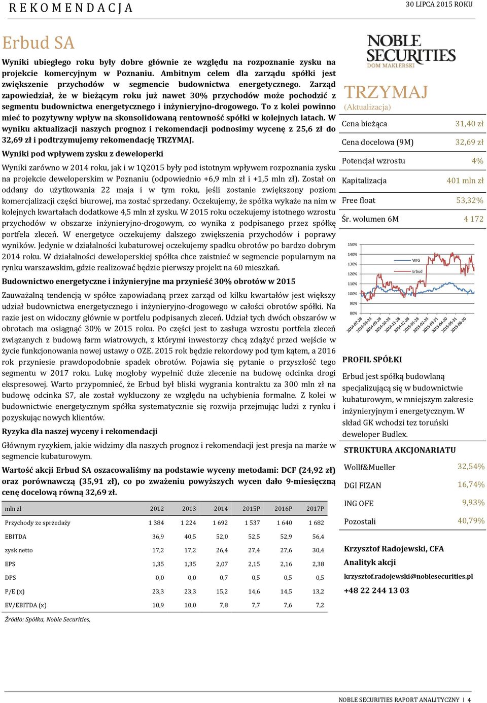 Zarząd zapowiedział, że w bieżącym roku już nawet 30% przychodów może pochodzić z segmentu budownictwa energetycznego i inżynieryjno-drogowego.