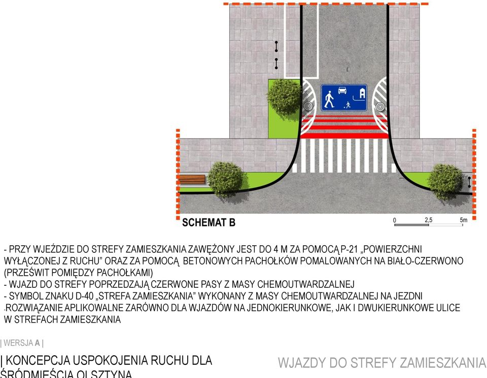 CHEMOUTWARDZALNEJ - SYMBOL ZNAKU D-40 STREFA ZAMIESZKANIA WYKONANY Z MASY CHEMOUTWARDZALNEJ NA JEZDNI -ROZWIĄZANIE APLIKOWALNE ZARÓWNO