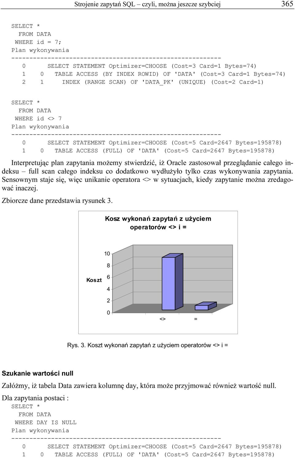 ---------------------------------------------------------- 0 SELECT STATEMENT Optimizer=CHOOSE (Cost=5 Card=2647 Bytes=195878) 1 0 TABLE ACCESS (FULL) OF 'DATA' (Cost=5 Card=2647 Bytes=195878)