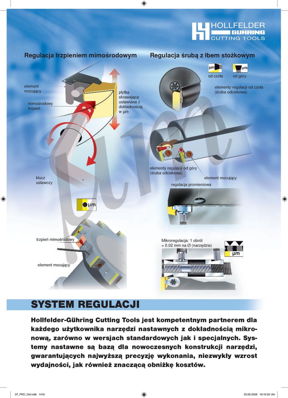 02 mm na Ø (narzędzia) eement mocujący SYSTEM regulacji Hofeder-Gühring Cutting Toos jest kompetentnym partnerem da każdego użytkownika narzędzi nastawnych z dokładnością mikronową, zarówno w