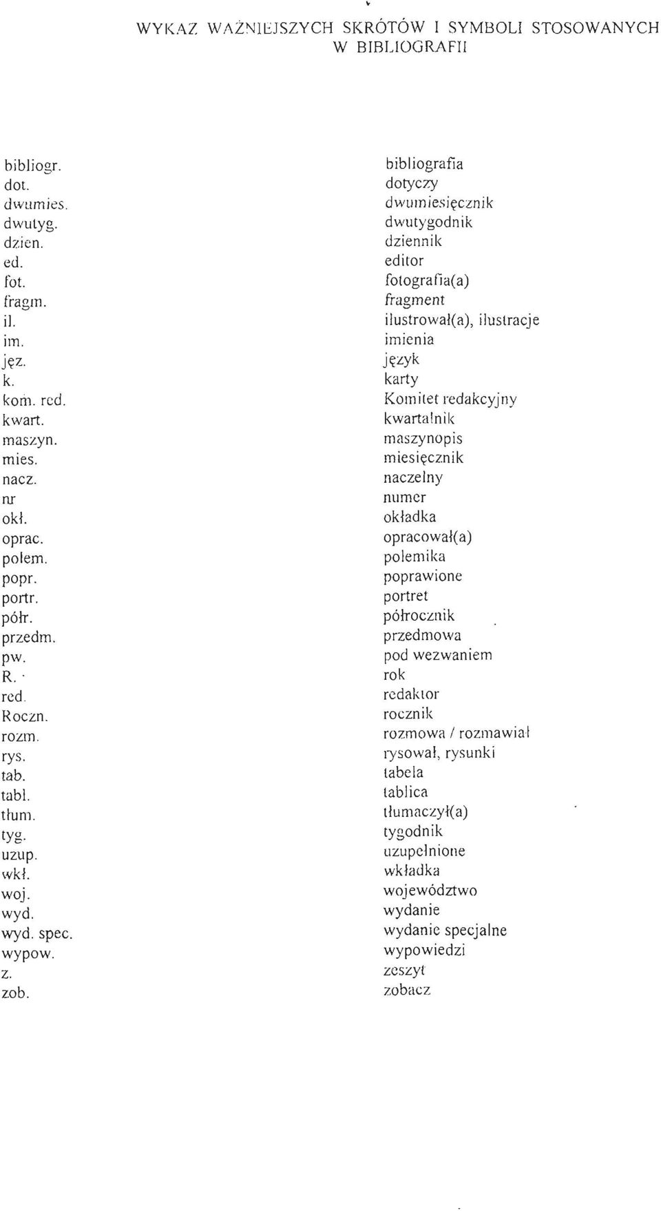 bibliografia dotyczy dwumiesięcznik dwutygodn ik dziennik editor fotografia(a) fragment ilu strował(a), ilustracje imienia język karty Komitet redakcyjny kwartalnik maszynopis miesięcznik nacze lny