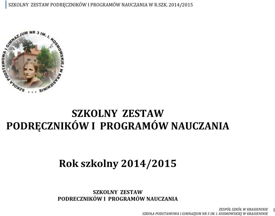 szkolny 2014/2015 SZKOLNY