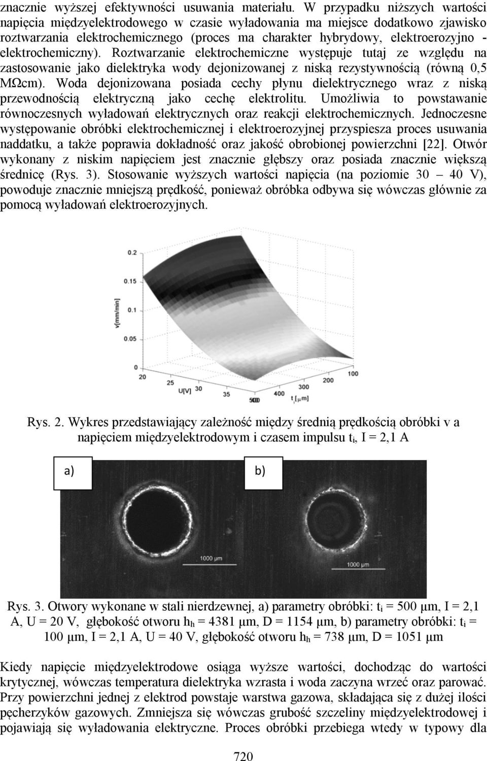 elektrochemiczny). Roztwarzanie elektrochemiczne występuje tutaj ze względu na zastosowanie jako dielektryka wody dejonizowanej z niską rezystywnością (równą 0,5 MΩcm).