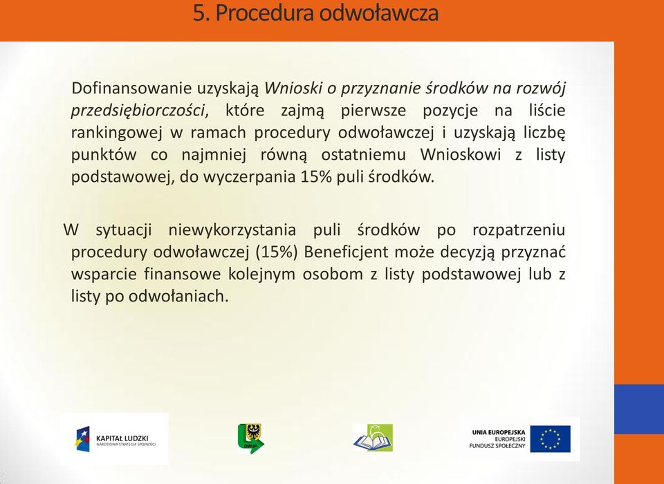 listy podstawowej, do wyczerpania 15% puli środków.