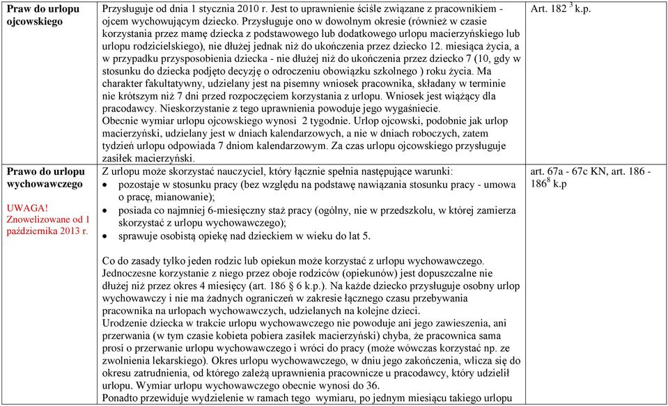 Przysługuje ono w dowolnym okresie (również w czasie korzystania przez mamę dziecka z podstawowego lub dodatkowego urlopu macierzyńskiego lub urlopu rodzicielskiego), nie dłużej jednak niż do