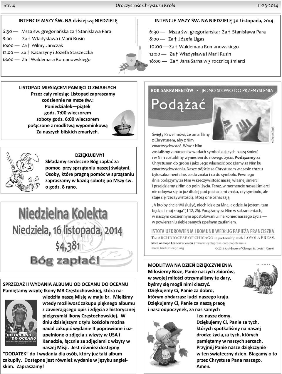 NA NIEDZIELĘ 30 Listopada, 2014 6:30 Msza św.