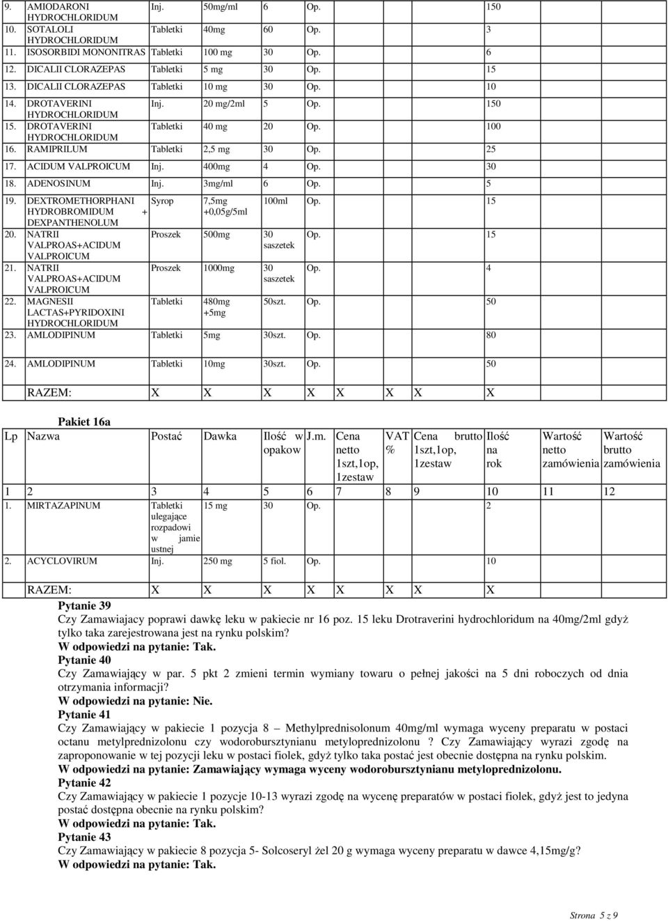 400mg 4 Op. 30 18. ADENOSINUM Inj. 3mg/ml 6 Op. 5 19. DEXTROMETHORPHANI Syrop HYDROBROMIDUM + DEXPANTHENOLUM 20. NATRII VALPROAS+ACIDUM VALPROICUM 21. NATRII VALPROAS+ACIDUM VALPROICUM 22.