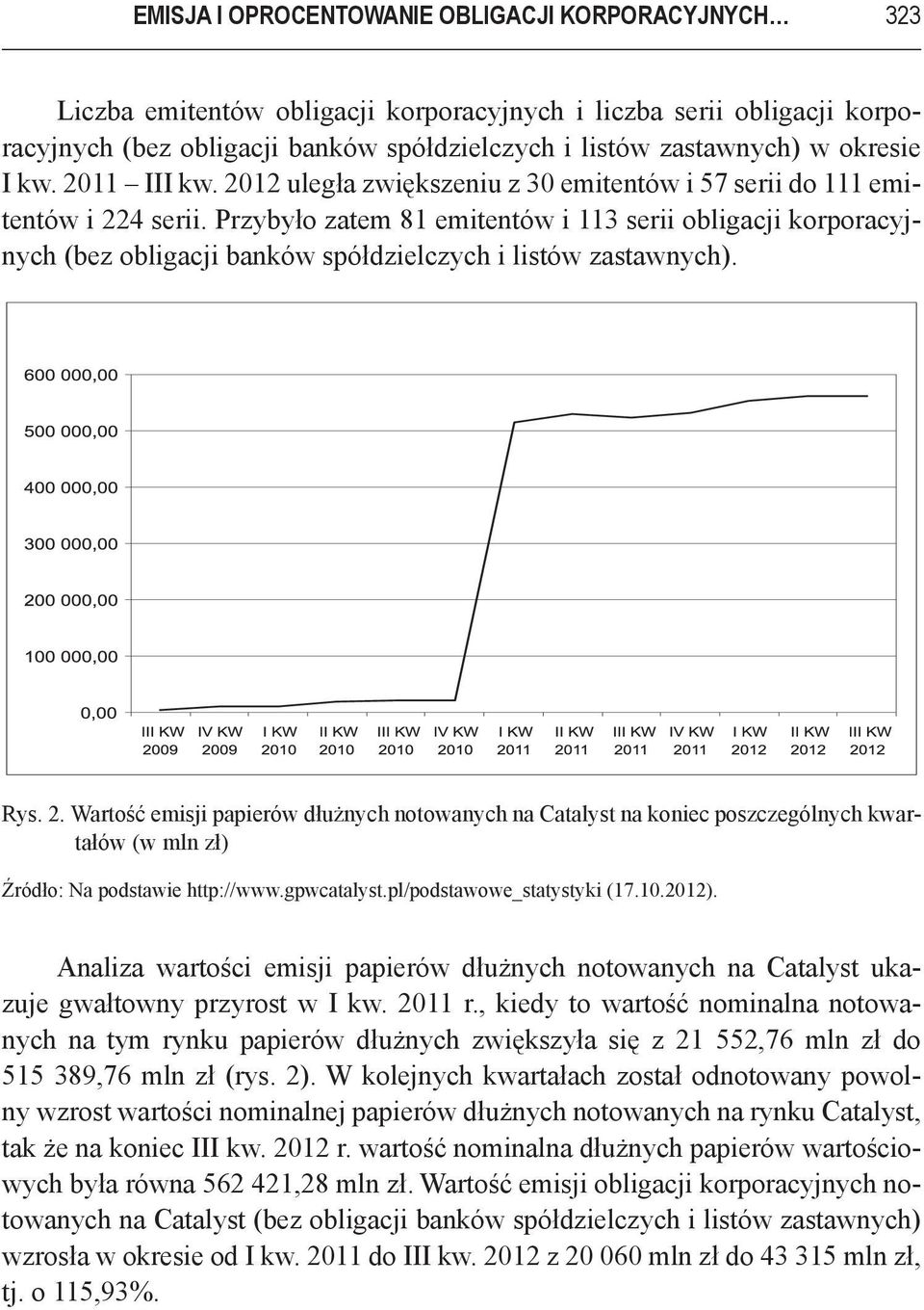 Przybyło zatem 81 emitentów i 113 serii obligacji korporacyjnych (bez obligacji banków spółdzielczych i listów zastawnych). Rys. 2.