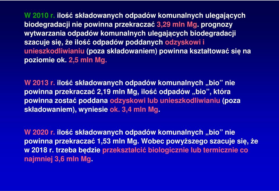 poziomie ok. 2,5 mln Mg. W 2013 r.