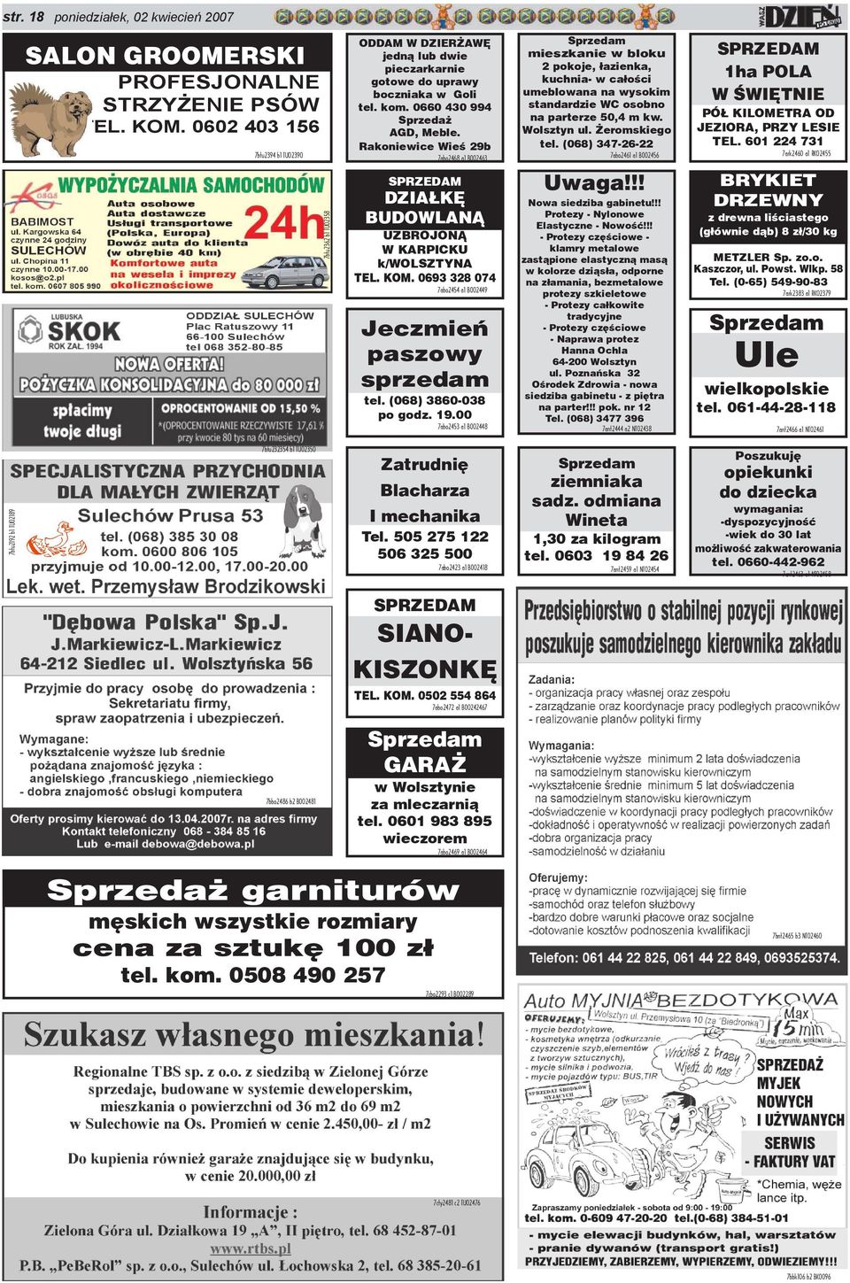 Rakoniewice Wieœ 29b 7abo2468 a1 BO02463 Sprzedam mieszkanie w bloku 2 pokoje, ³azienka, kuchnia- w ca³oœci umeblowana na wysokim standardzie WC osobno na parterze 50,4 m kw. Wolsztyn ul.