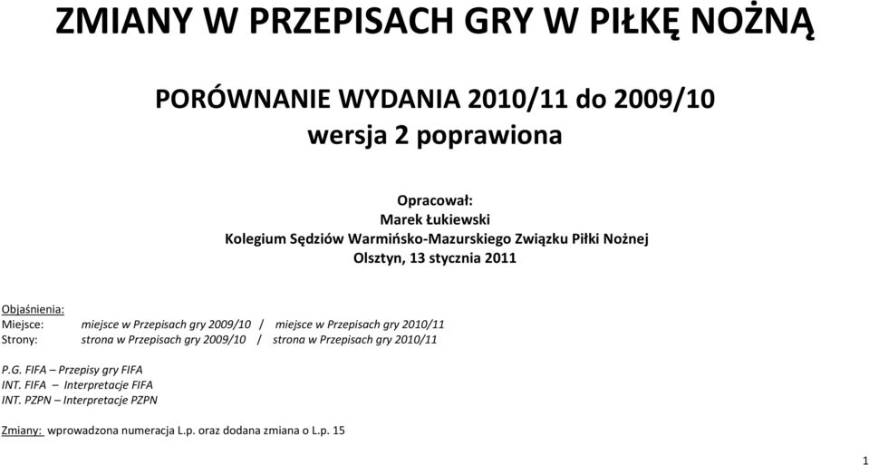 gry 2009/10 / miejsce w Przepisach gry 2010/11 Strony: strona w Przepisach gry 2009/10 / strona w Przepisach gry 2010/11 P.G.