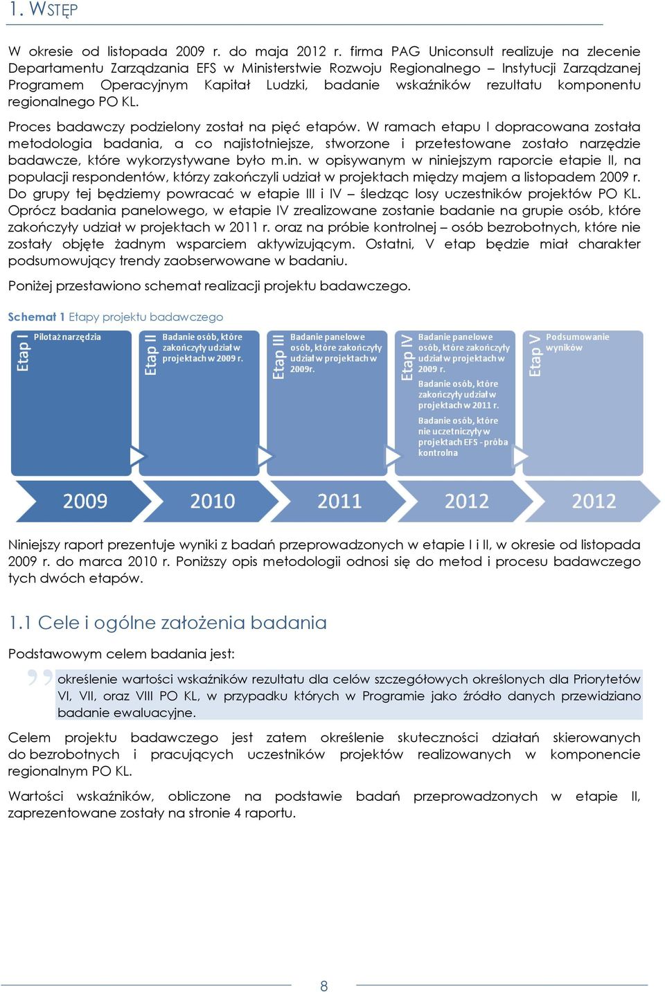 komponentu regionalnego PO KL. Proces badawczy podzielony został na pięć etapów.