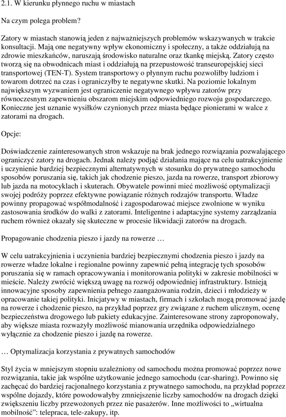 Zatory często tworzą się na obwodnicach miast i oddziałują na przepustowość transeuropejskiej sieci transportowej (TEN-T).