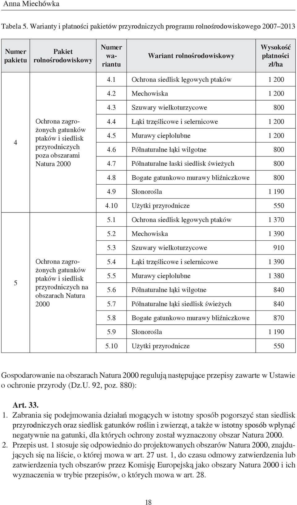 Ochrona zagrożonych gatunków ptaków i siedlisk przyrodniczych poza obszarami Natura 2000 Ochrona zagrożonych gatunków ptaków i siedlisk przyrodniczych na obszarach Natura 2000 4.