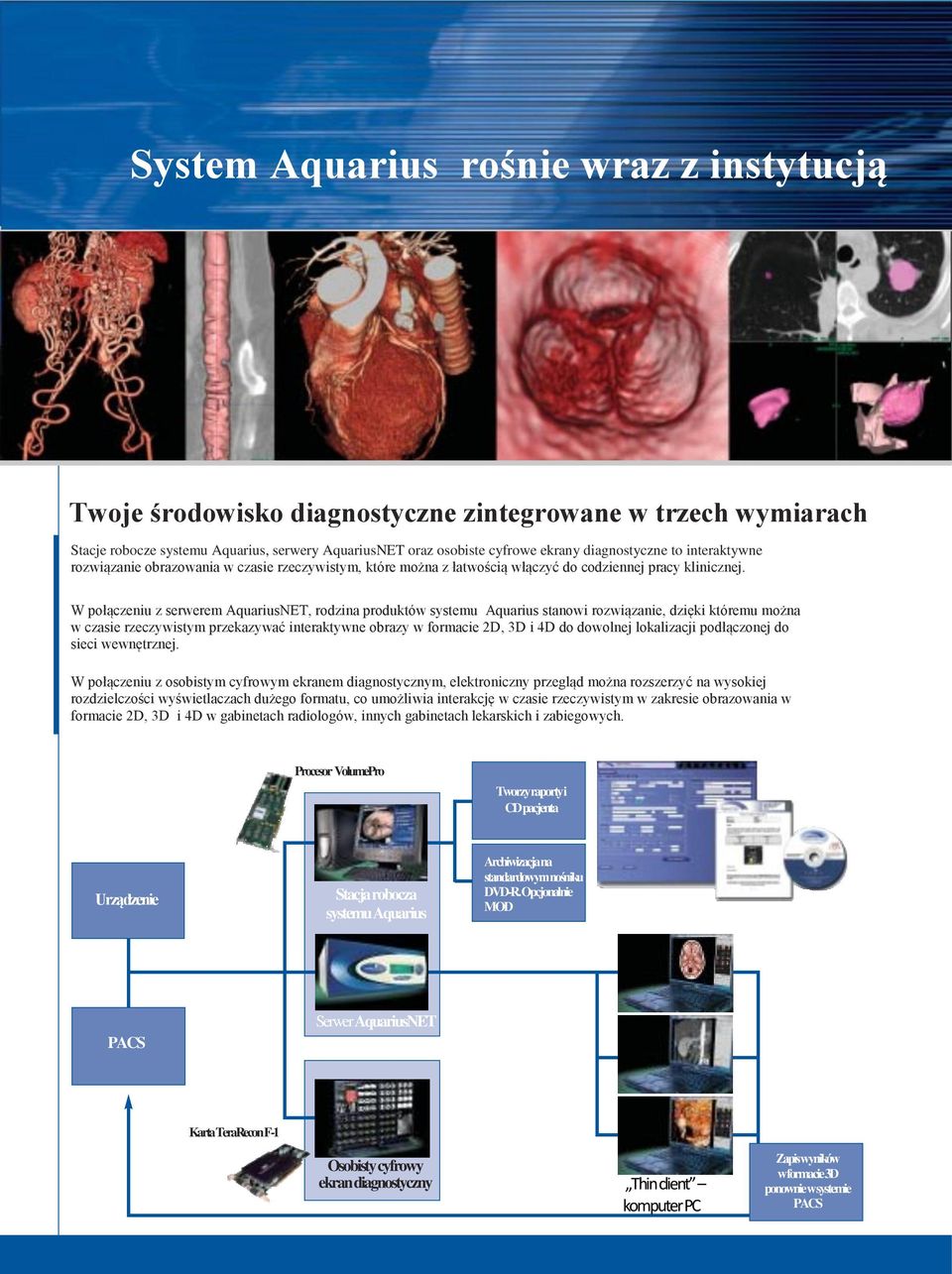 W połączeniu z serwerem AquariusNET, rodzina produktów systemu Aquarius stanowi rozwiązanie, dzięki któremu można w czasie rzeczywistym przekazywać interaktywne obrazy w formacie 2D, 3D i 4D do