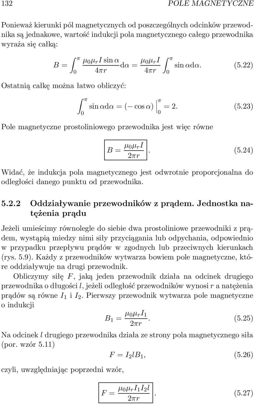 5.2.2 Oddziaływanie pzewodników z pądem.