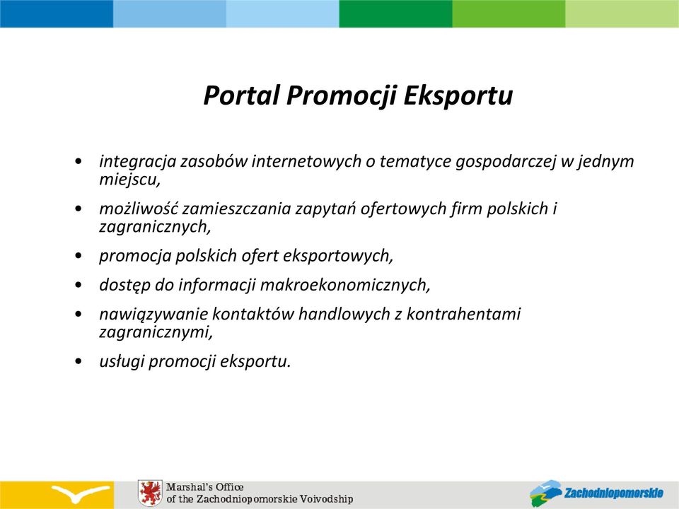 zagranicznych, promocja polskich ofert eksportowych, dostęp do informacji