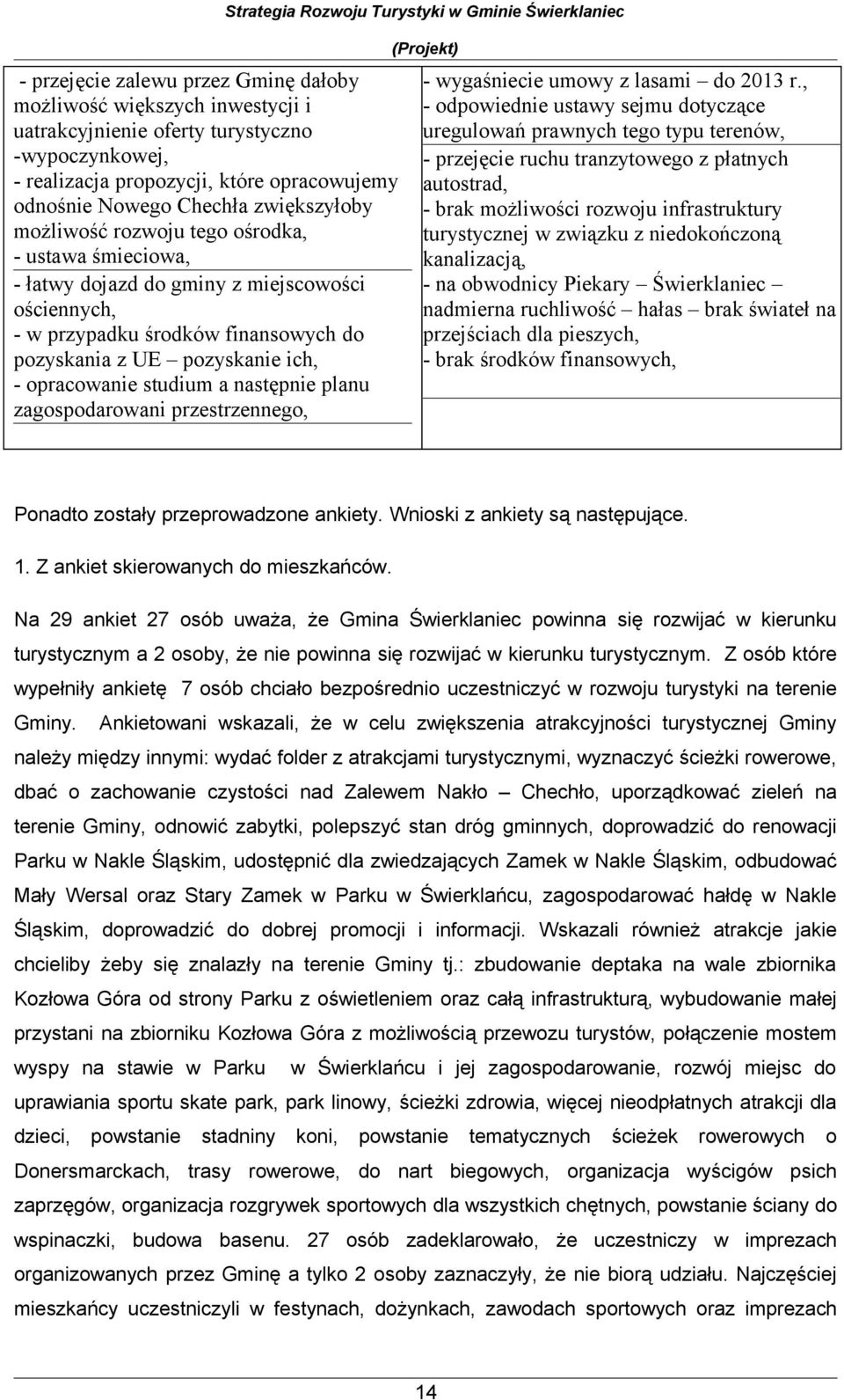 przestrzenneg, Strategia Rzwju Turystyki w Gminie Świerklaniec (Prjekt) - wygaśniecie umwy z lasami d 2013 r.