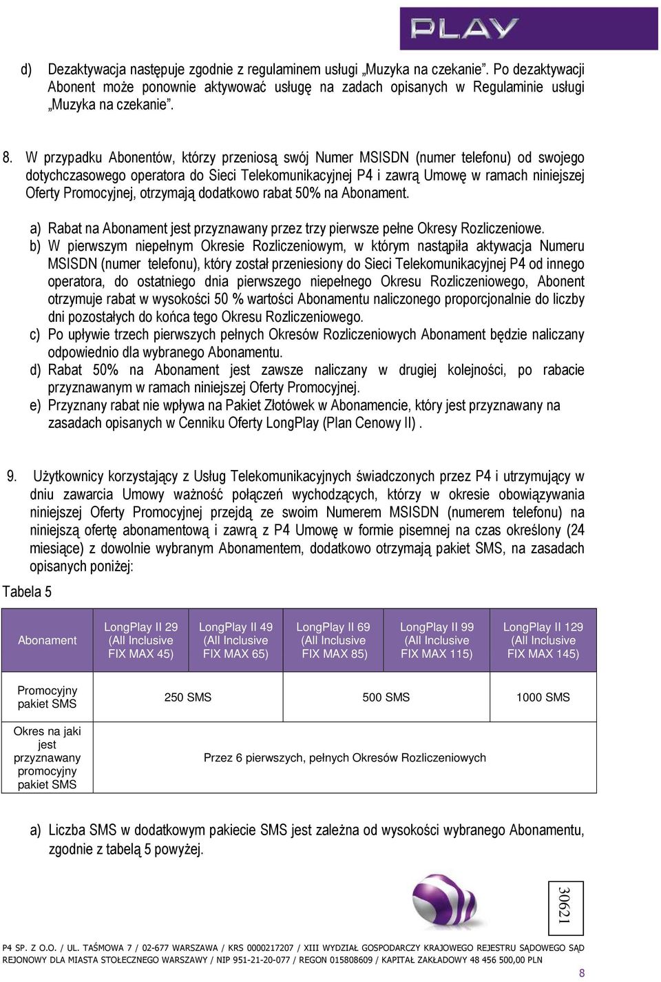 otrzymają dodatkowo rabat 50% na Abonament. a) Rabat na Abonament jest przyznawany przez trzy pierwsze pełne Okresy Rozliczeniowe.