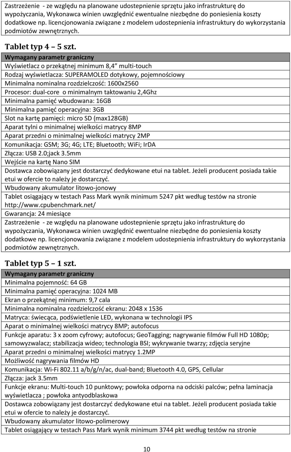 2,4Ghz Minimalna pamięć wbudowana: 16GB Minimalna pamięć operacyjna: 3GB Slot na kartę pamięci: micro SD (max128gb) Aparat tylni o minimalnej wielkości matrycy 8MP Aparat przedni o minimalnej