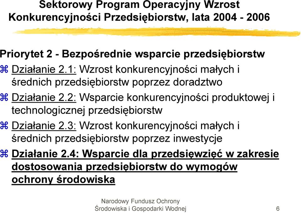 2: Wsparcie konkurencyjności produktowej i technologicznej przedsiębiorstw Działanie 2.