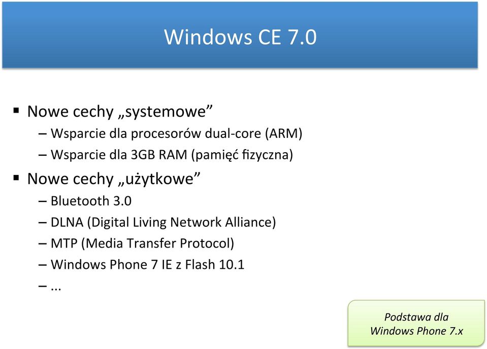 Wsparcie dla 3GB RAM (pamięć fizyczna) Nowe cechy użytkowe Bluetooth 3.