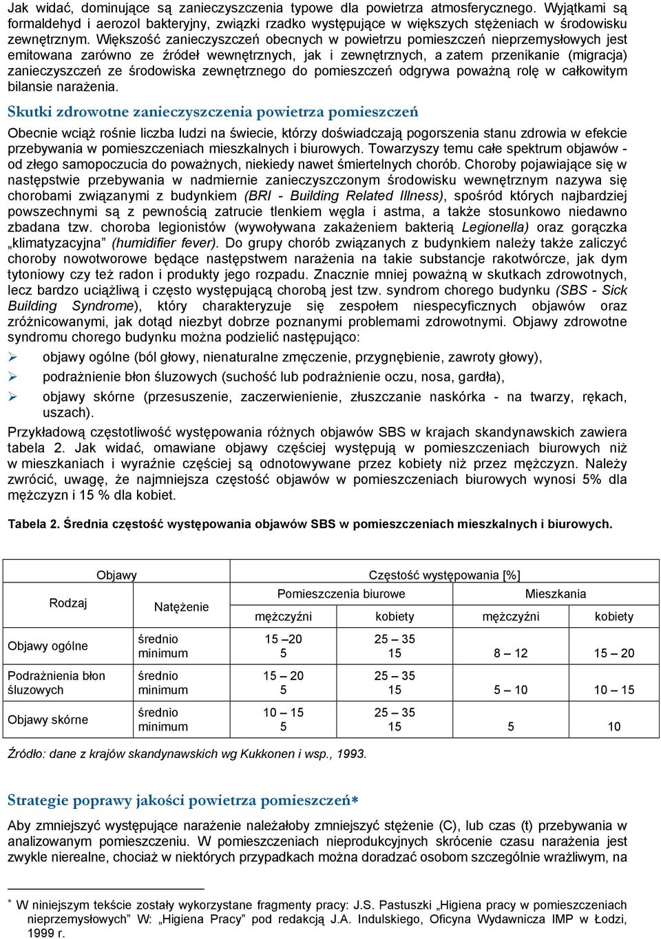 Większość zanieczyszczeń obecnych w powietrzu pomieszczeń nieprzemysłowych jest emitowana zarówno ze źródeł wewnętrznych, jak i zewnętrznych, a zatem przenikanie (migracja) zanieczyszczeń ze