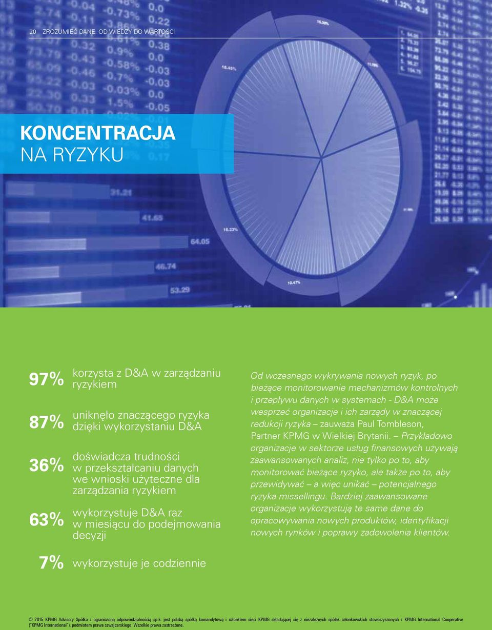 bieżące monitorowanie mechanizmów kontrolnych i przepływu danych w systemach - D&A może wesprzeć organizacje i ich zarządy w znaczącej redukcji ryzyka zauważa Paul Tombleson, Partner KPMG w Wielkiej