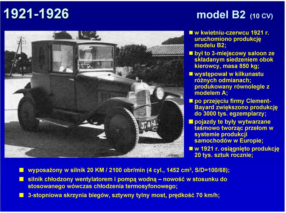 most, prędkość 70 km/h; w kwietniu-czerwcu 1921 r.