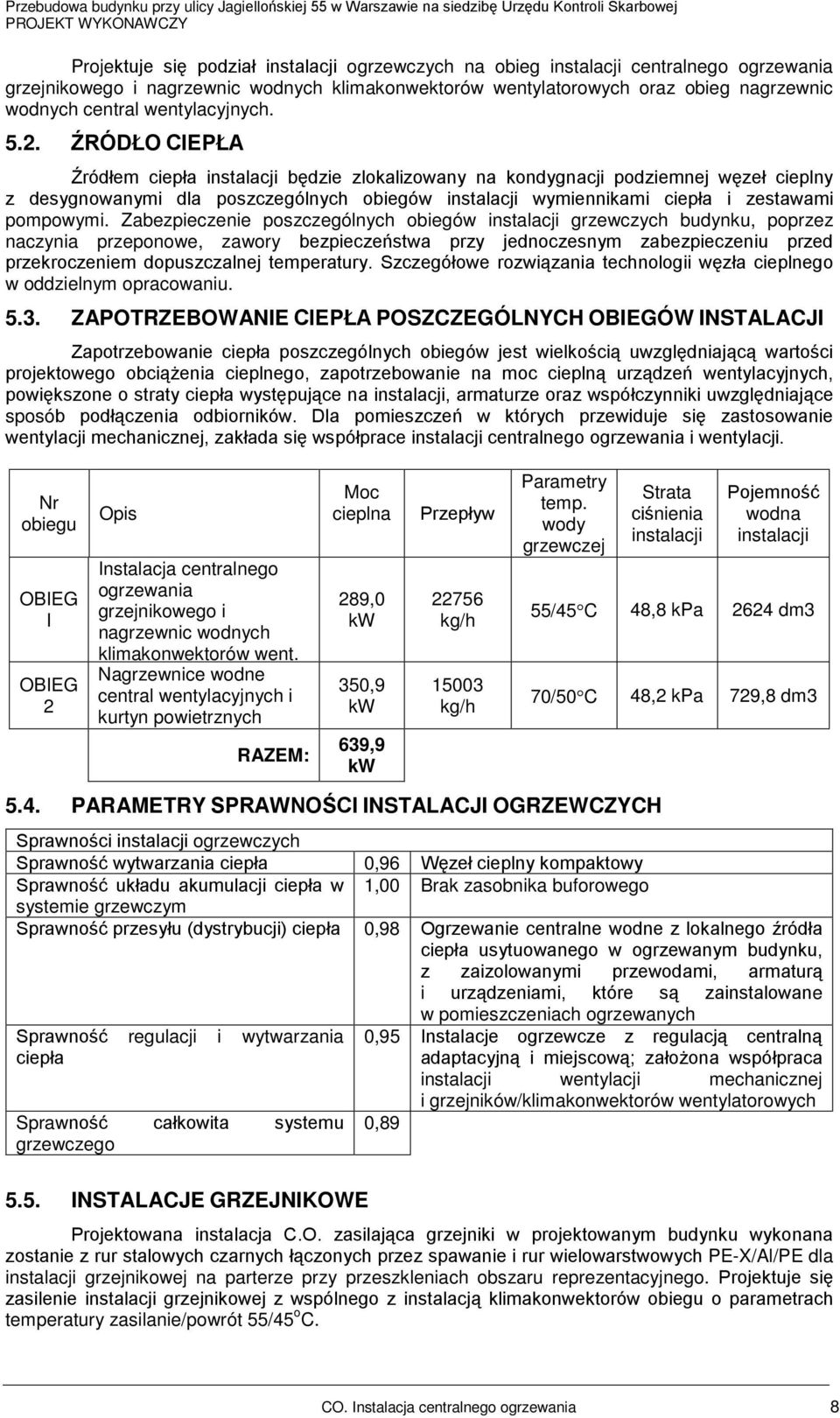 ŹRÓDŁO CIEPŁA Źródłem ciepła instalacji będzie zlokalizowany na kondygnacji podziemnej węzeł cieplny z desygnowanymi dla poszczególnych obiegów instalacji wymiennikami ciepła i zestawami pompowymi.