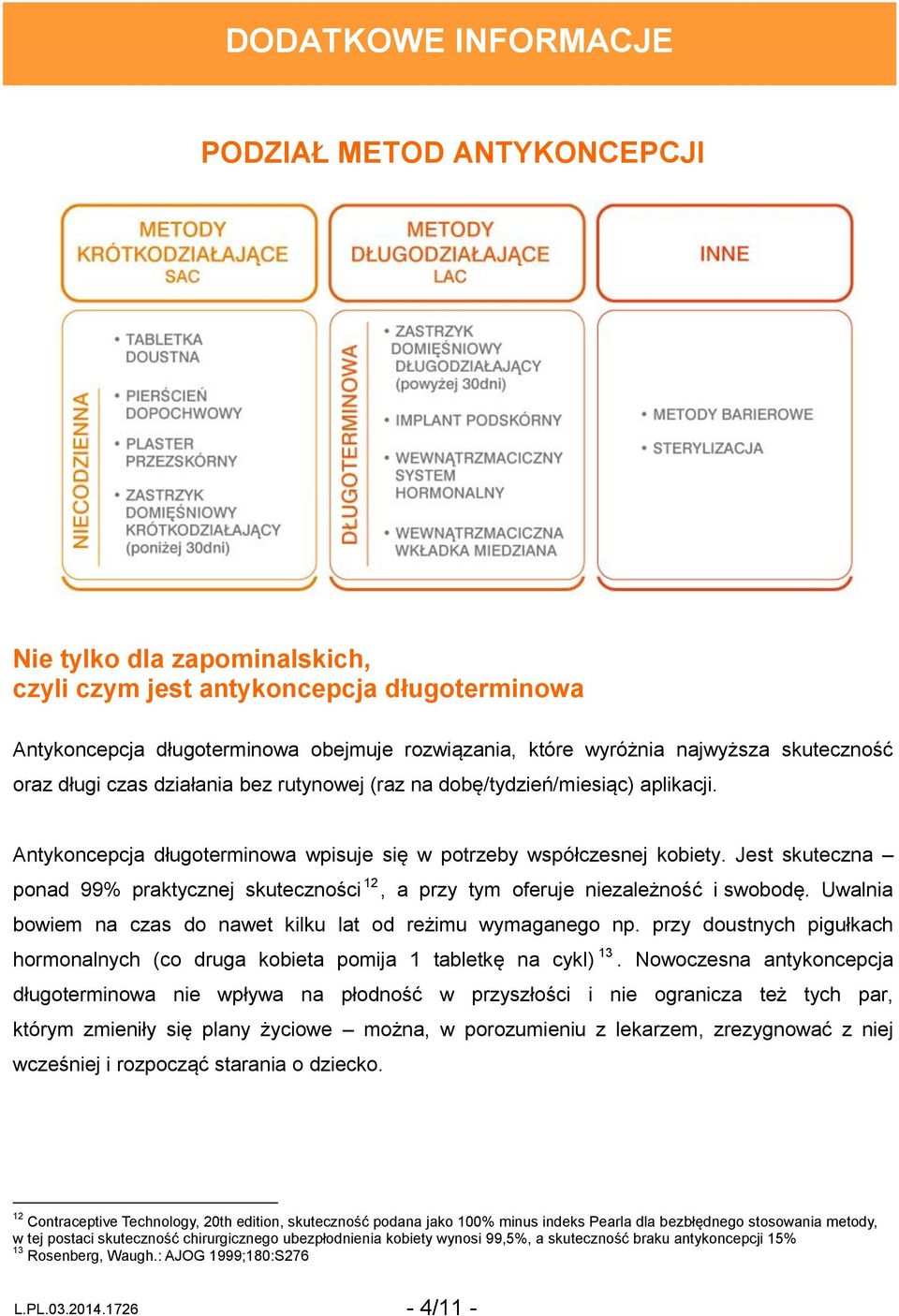 Jest skuteczna ponad 99% praktycznej skuteczności 12, a przy tym oferuje niezależność i swobodę. Uwalnia bowiem na czas do nawet kilku lat od reżimu wymaganego np.