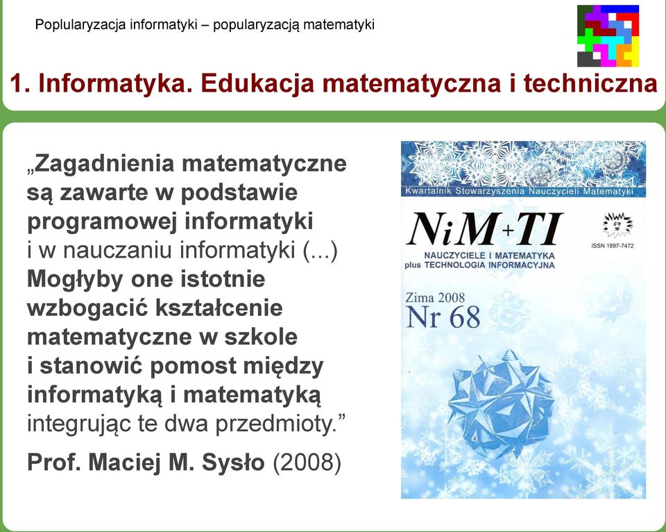 podstawie programowej informatyki i w nauczaniu informatyki (.