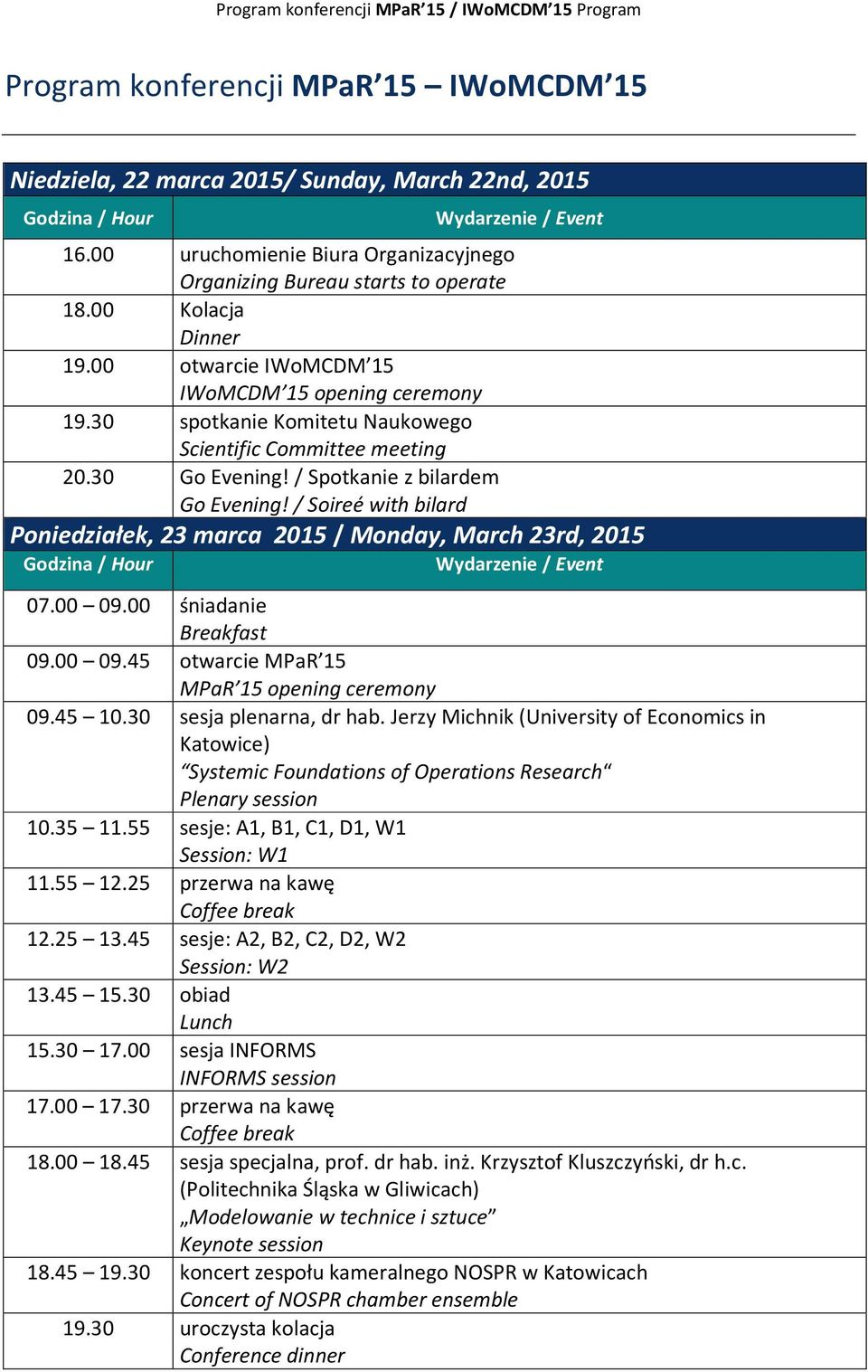 30 spotkanie Komitetu Naukowego Scientific Committee meeting 20.30 Go Evening! / Spotkanie z bilardem Go Evening!