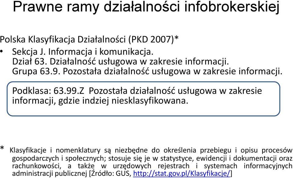 Z Pozostała działalność usługowa w zakresie informacji, gdzie indziej niesklasyfikowana.