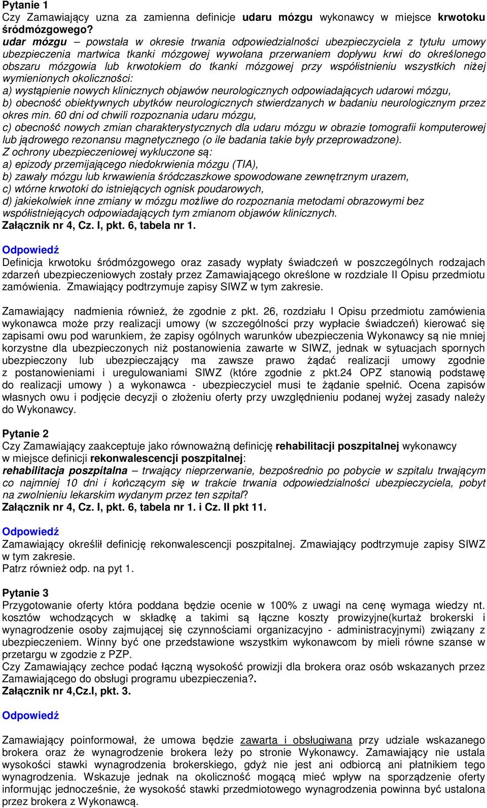 krwotokiem do tkanki mózgowej przy współistnieniu wszystkich niżej wymienionych okoliczności: a) wystąpienie nowych klinicznych objawów neurologicznych odpowiadających udarowi mózgu, b) obecność