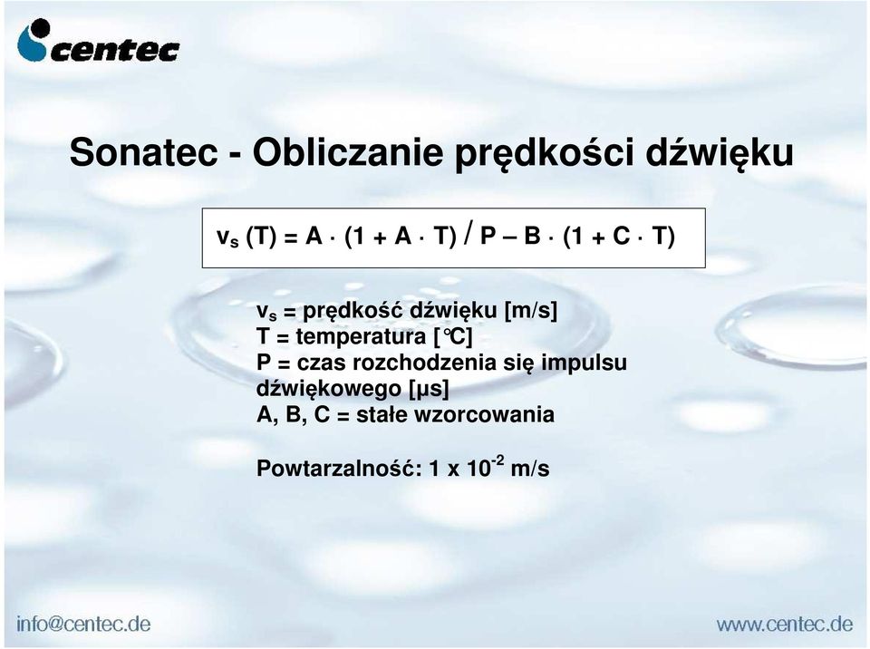 temperatura [ C] P = czas rozchodzenia się impulsu