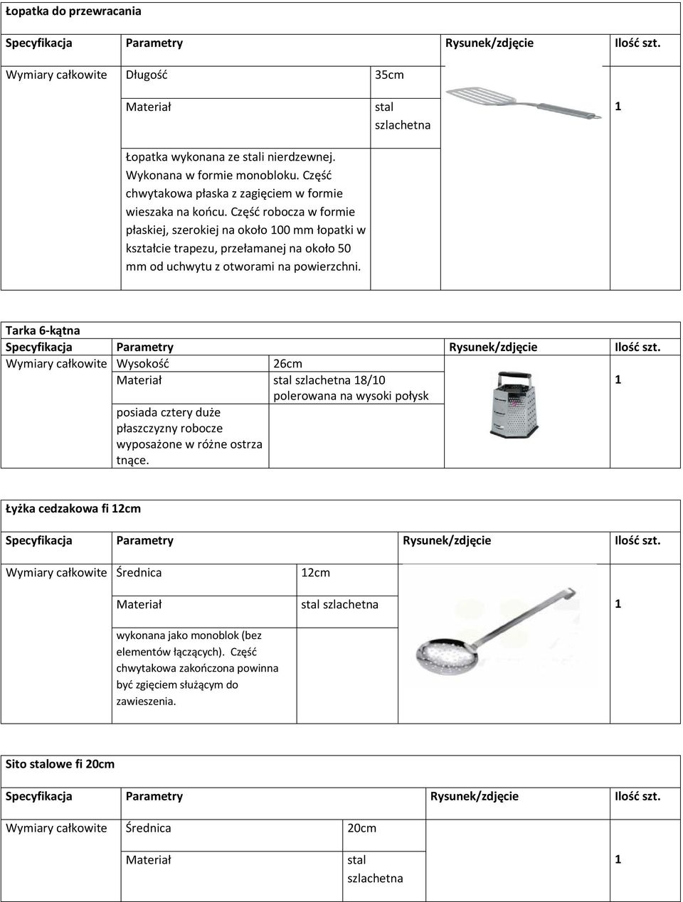 stal szlachetna Tarka 6-kątna Wysokość 26cm stal szlachetna 8/0 polerowana na wysoki połysk posiada cztery duże płaszczyzny robocze wyposażone w różne ostrza tnące.