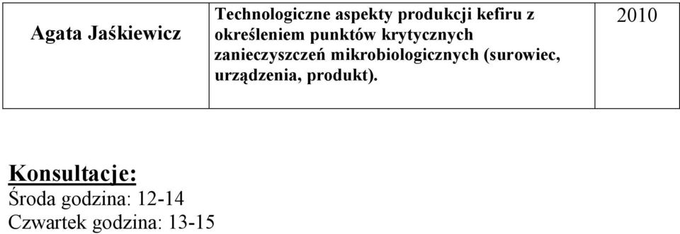 zanieczyszczeń mikrobiologicznych (surowiec,