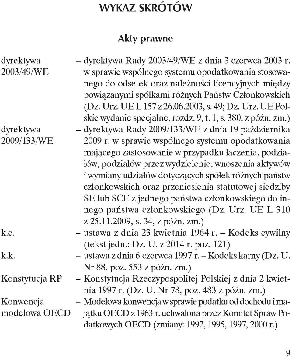 49; Dz. Urz. UE Polskie wydanie specjalne, rozdz. 9, t. 1, s. 380, z późn. zm.) dyrektywa dyrektywa Rady 2009/133/WE z dnia 19 października 2009/133/WE 2009 r.