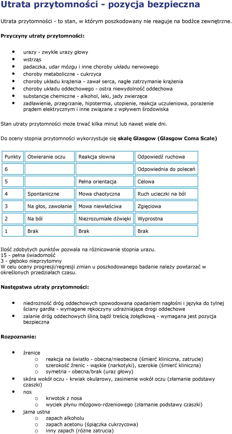 krążenia chrby układu ddechweg - stra niewydlnść ddechwa substancje chemiczne - alkhl, leki, jady zwierzęce zadławienie, przegrzanie, hiptermia, utpienie, reakcja uczuleniwa, prażenie prądem