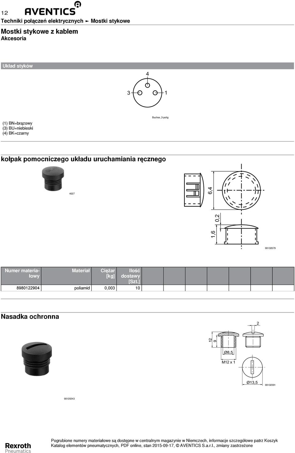 uruchamiania ręcznego 4027 1,6 0,2 6,4 00132079 Materiał Ciężar [kg] Ilość dostawy