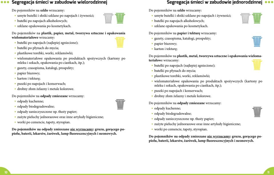 Do pojemników na plastik, papier, metal, tworzywa sztuczne i opakowania wielomateriałowe wrzucamy: butelki po napojach (najlepiej zgniecione); butelki po płynach do mycia; plastikowe torebki, worki,