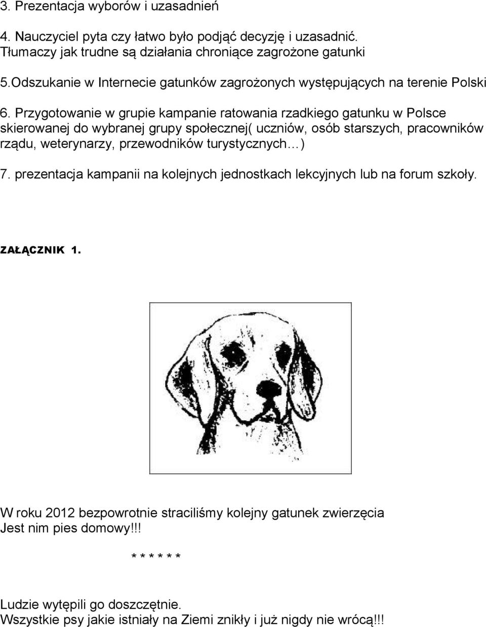 Przygotowanie w grupie kampanie ratowania rzadkiego gatunku w Polsce skierowanej do wybranej grupy społecznej( uczniów, osób starszych, pracowników rządu, weterynarzy, przewodników