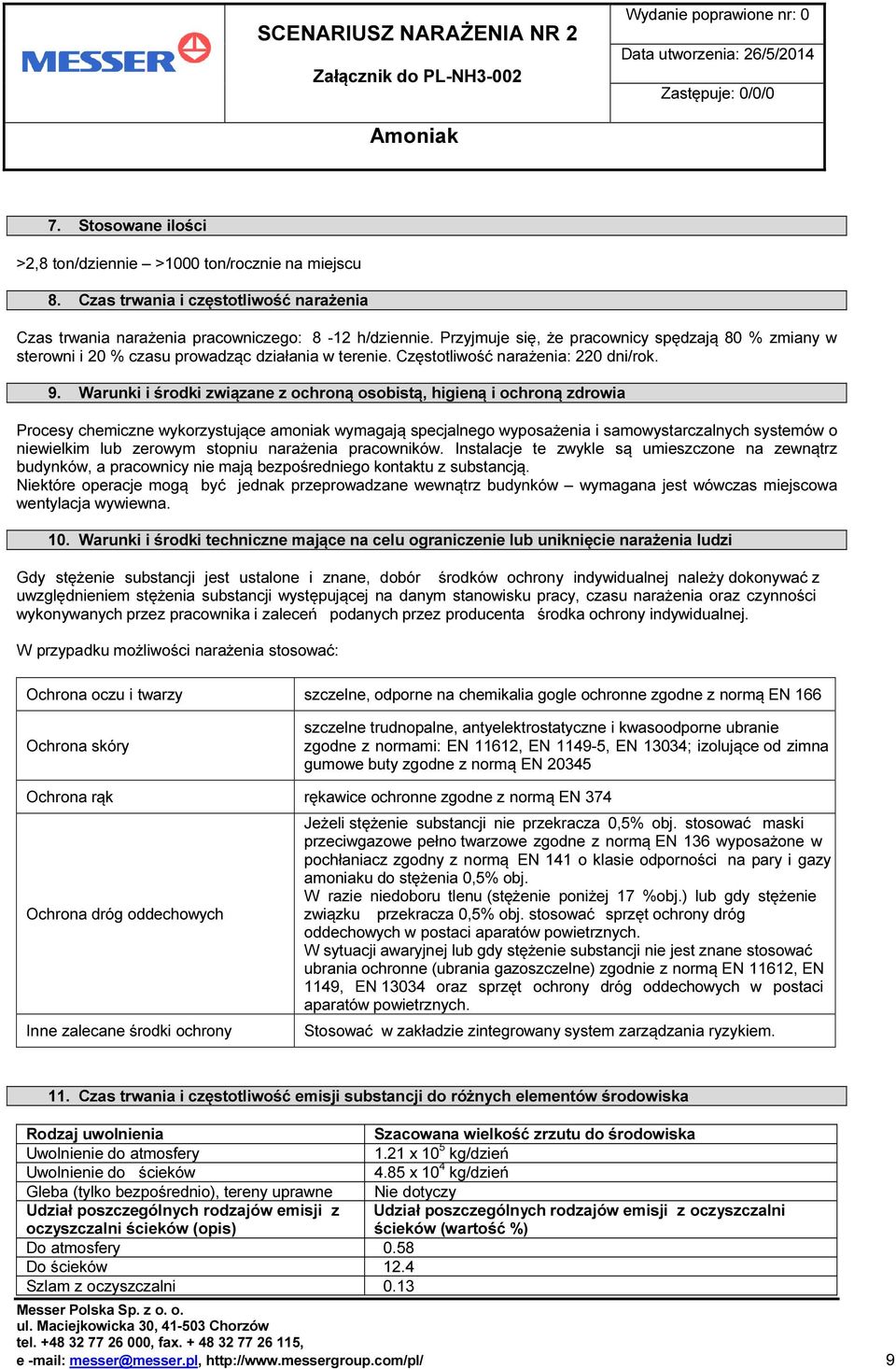 Warunki i środki związane z ochroną osobistą, higieną i ochroną zdrowia Procesy chemiczne wykorzystujące amoniak wymagają specjalnego wyposażenia i samowystarczalnych systemów o niewielkim lub