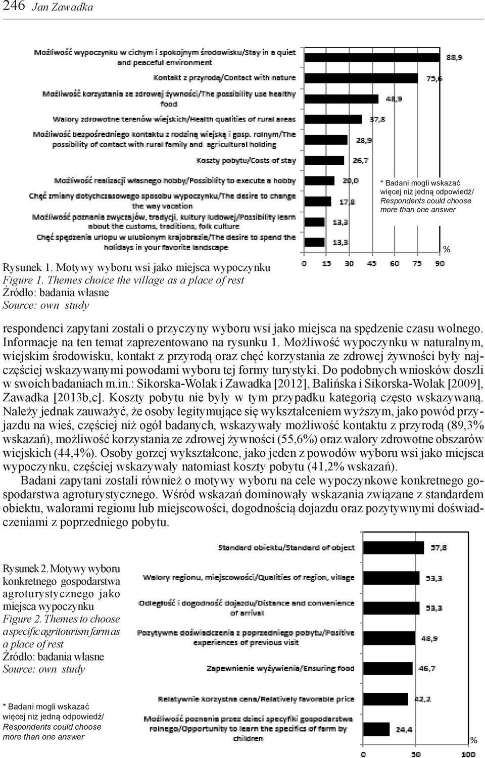 Możliwość wypoczynku w naturalnym, wiejskim środowisku, kontakt z przyrodą oraz chęć korzystania ze zdrowej żywności były najczęściej wskazywanymi powodami wyboru tej formy turystyki.