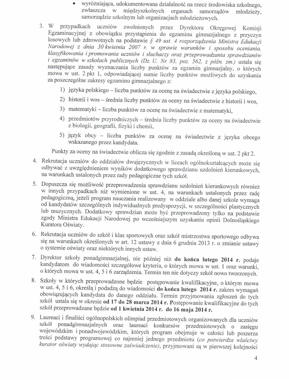 4 rozporzqdzenia Miistra^Edukacji Narodowej z dnia 30 lcwietnia 2007 r.