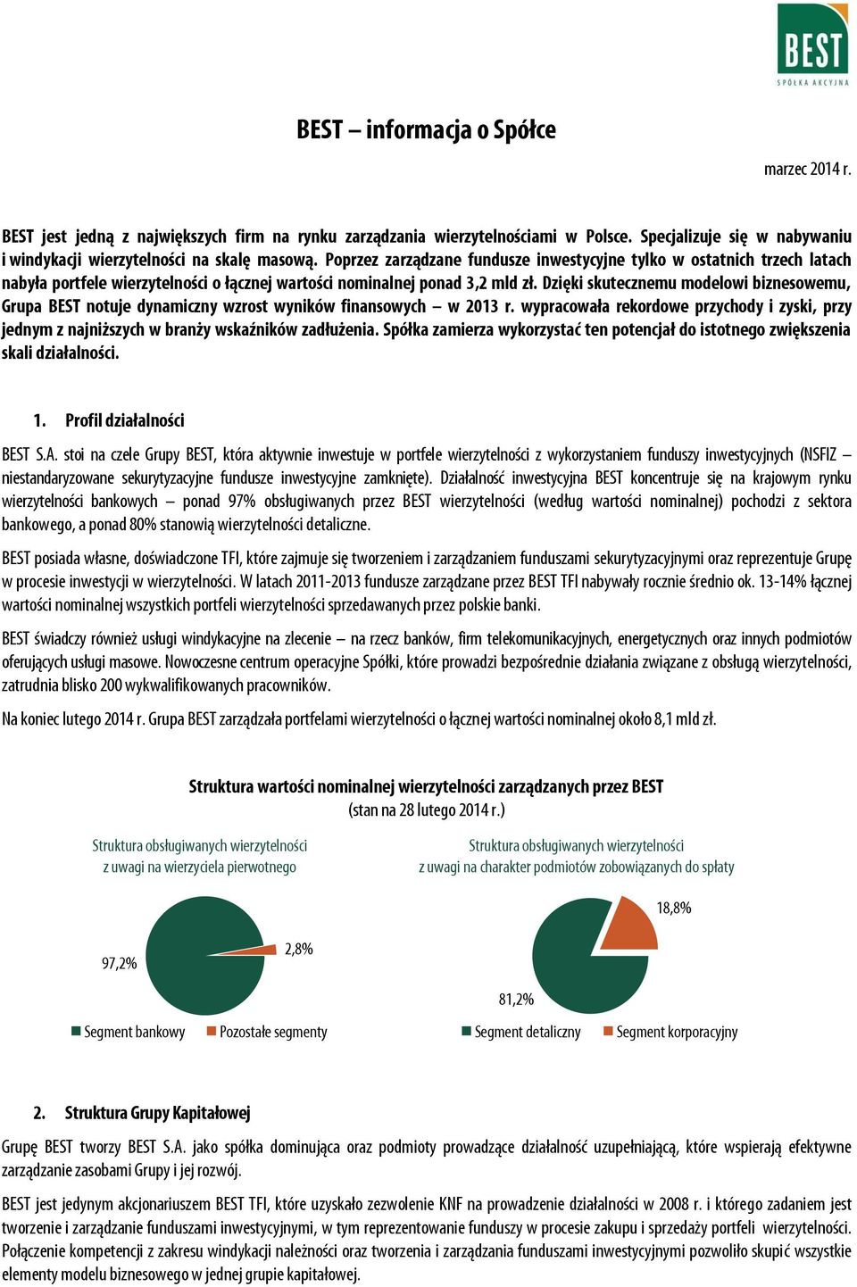 Dzięki skutecznemu modelowi biznesowemu, Grupa BEST notuje dynamiczny wzrost wyników finansowych w 13 r.