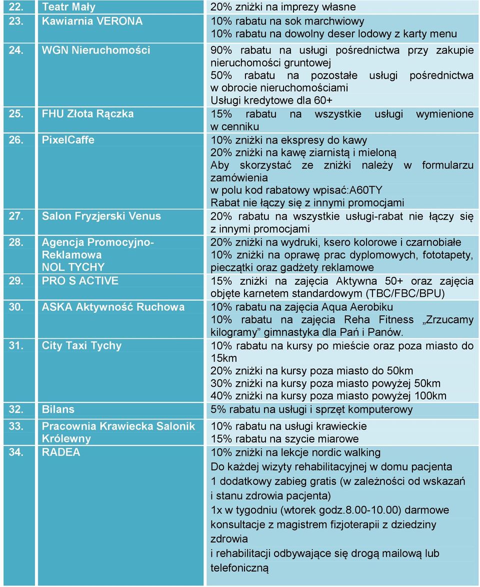 FHU Złota Rączka 15% rabatu na wszystkie usługi wymienione w cenniku 26.