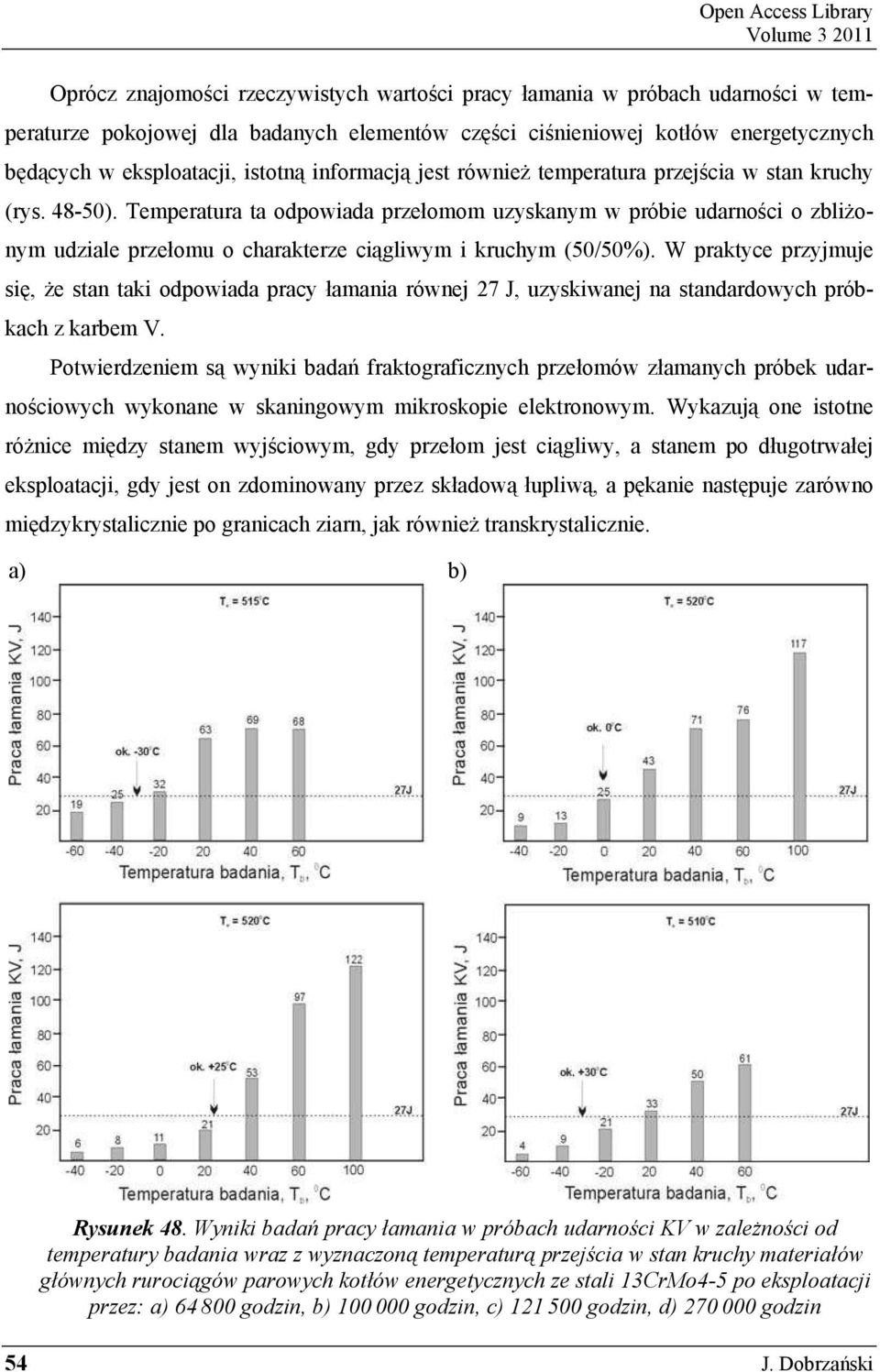 Temperatura ta odpowiada przełomom uzyskanym w próbie udarno ci o zbli onym udziale przełomu o charakterze ci gliwym i kruchym (50/50%).